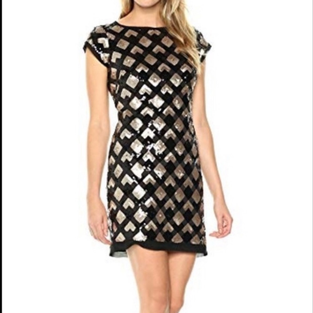Eliza J Cap Sleeve Sequin Dress